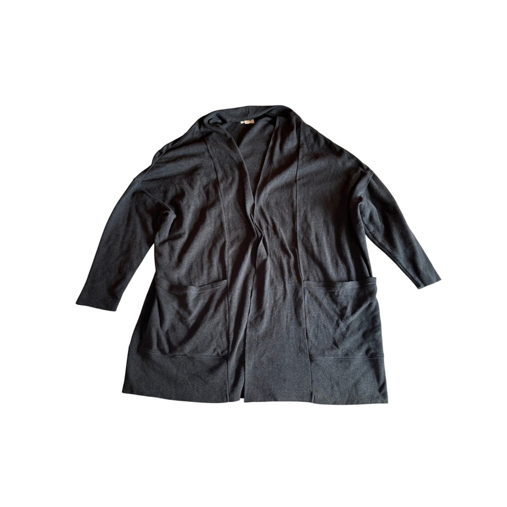 Pact Airplane Wrap Cardigan Charcoal Grey Organic Cotton XL XXL Oversized Pocket